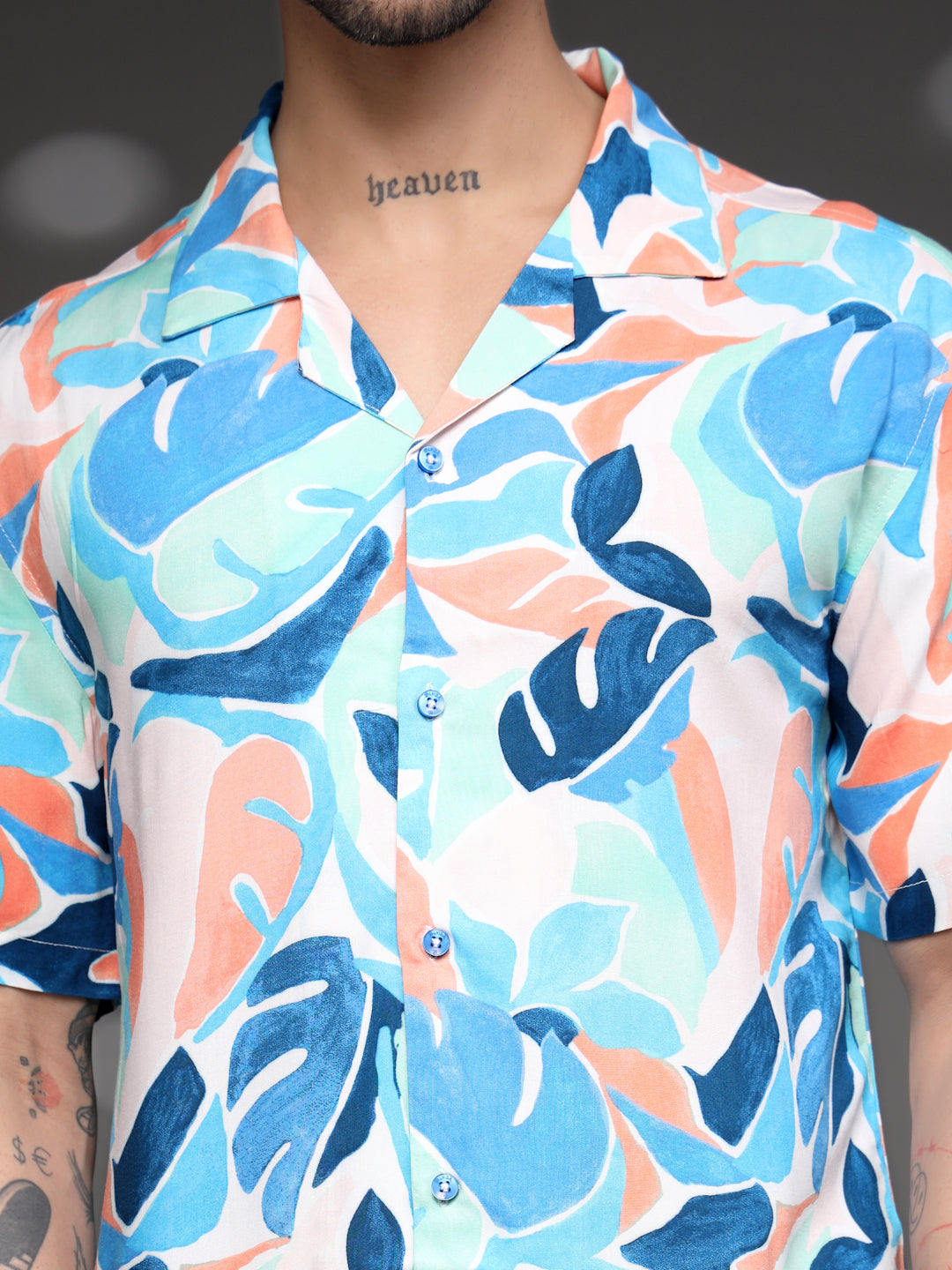 Men's Colorful Abstract Leaf Shirt