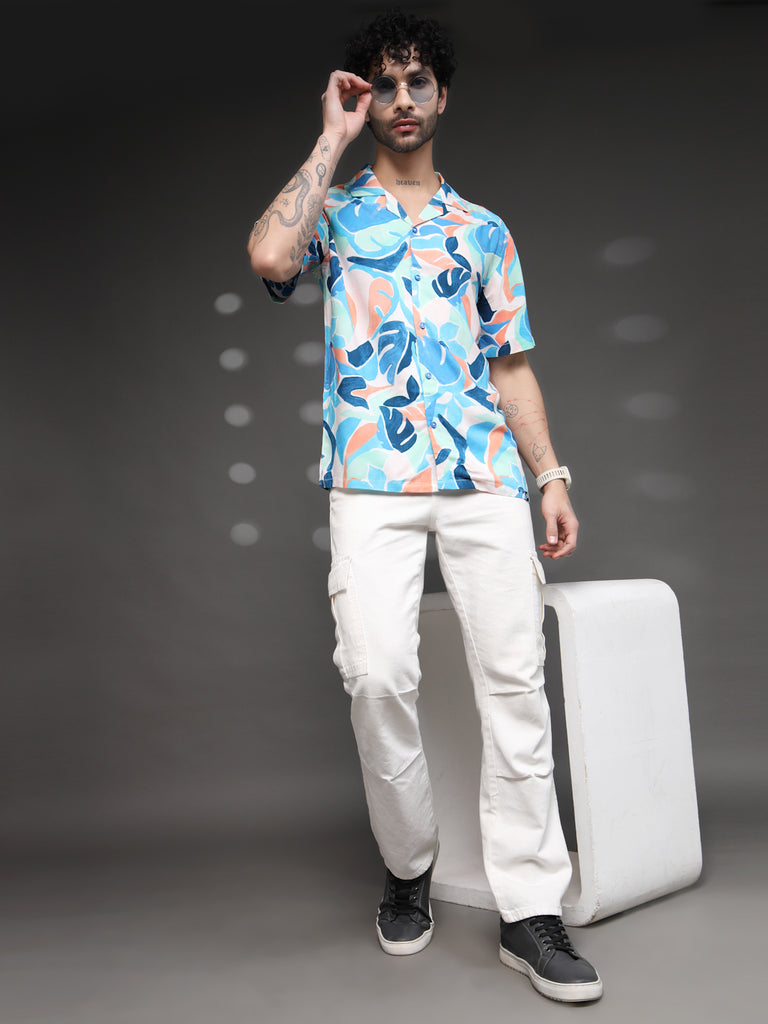 Men's Colorful Abstract Leaf Shirt
