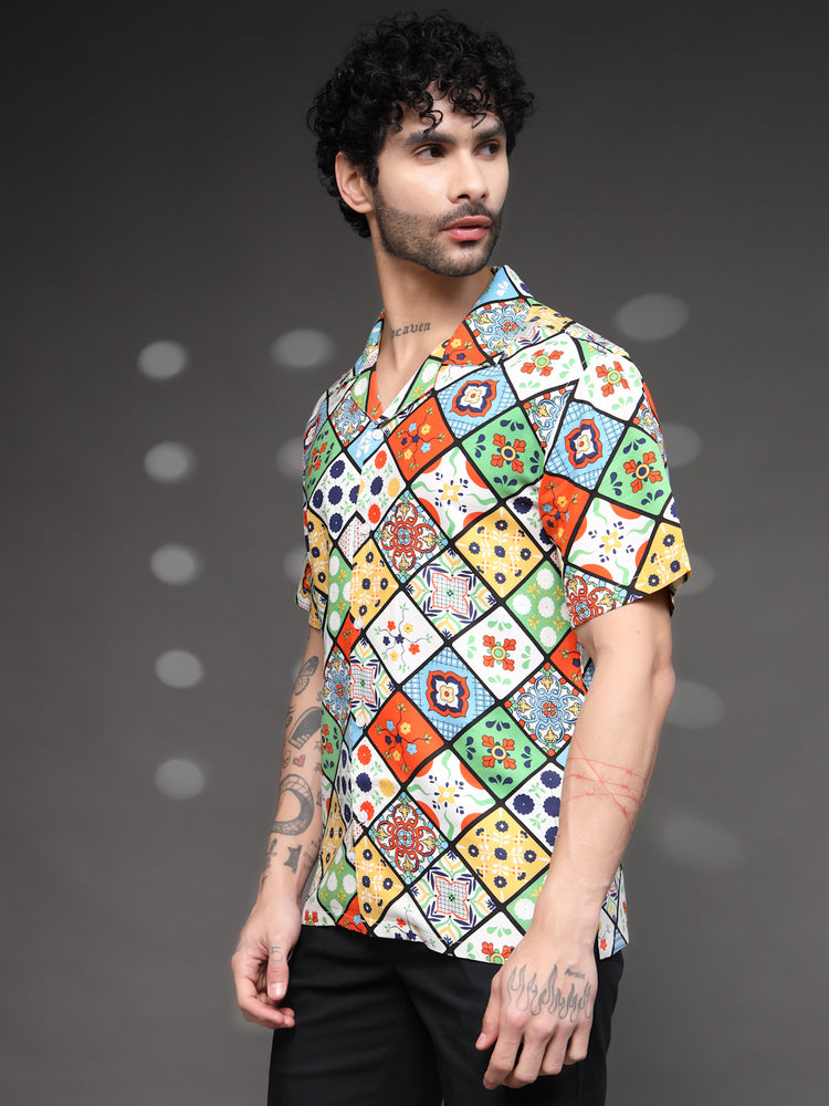 Men's Colorful Moroccan Tile Shirt