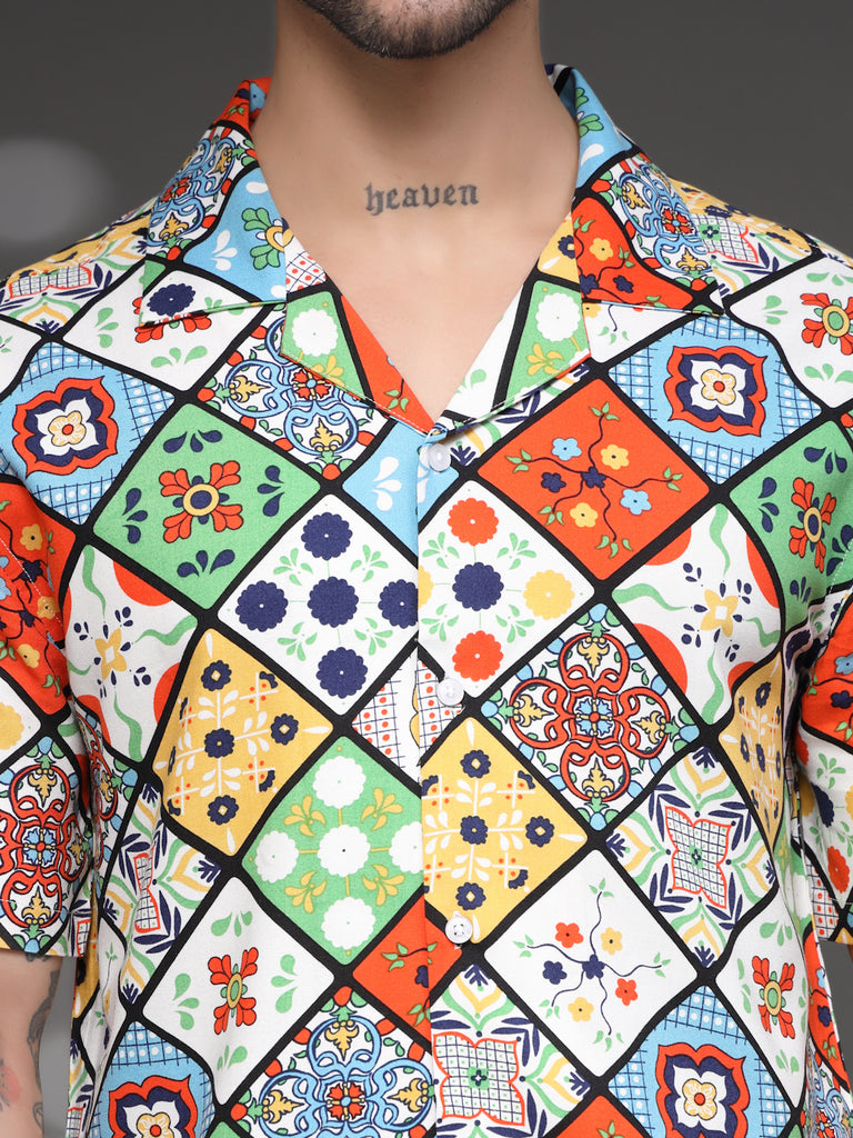 Men's Colorful Moroccan Tile Shirt