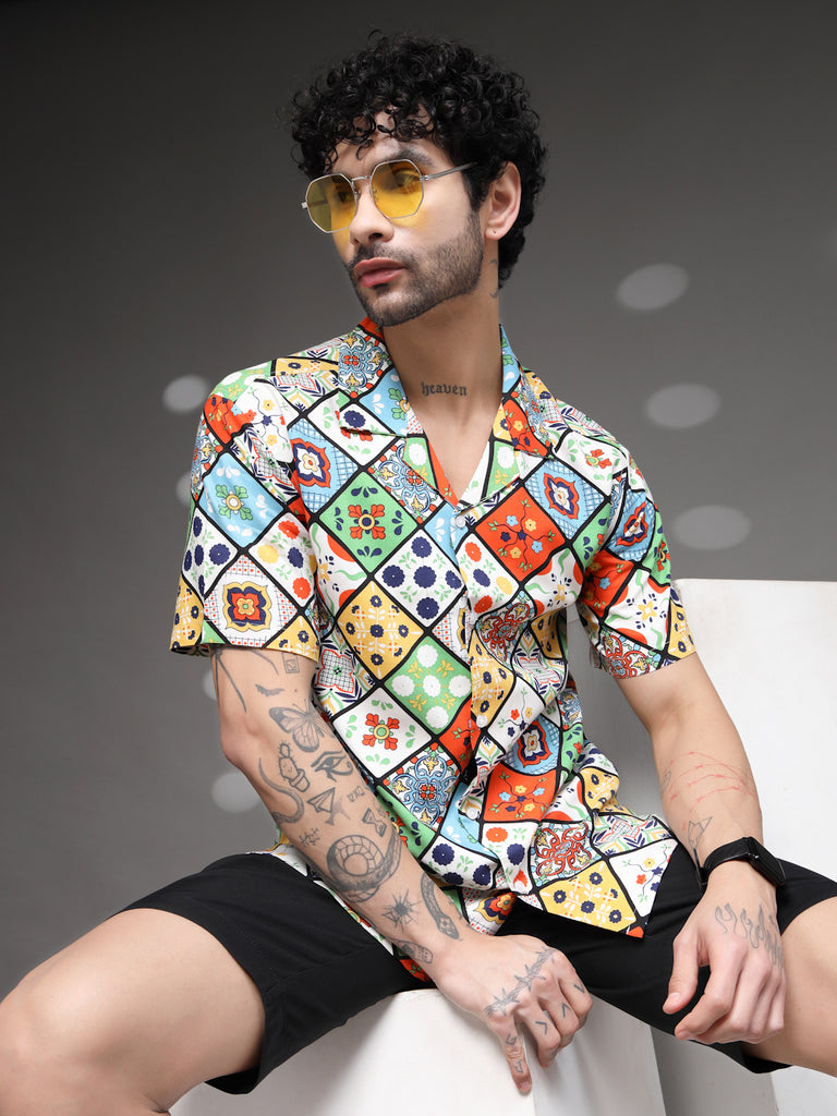 Men's Colorful Moroccan Tile Shirt