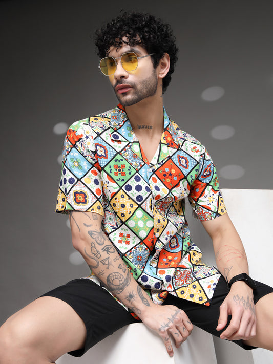 Men's Colorful Moroccan Tile Shirt
