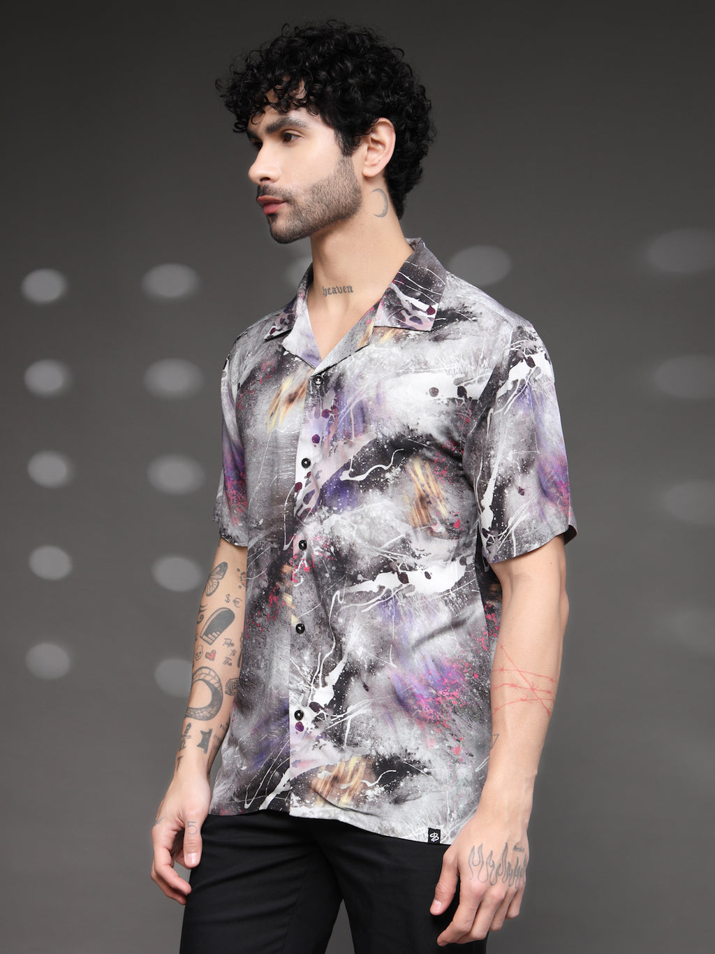 Men's Grey Abstract Splatter Shirt