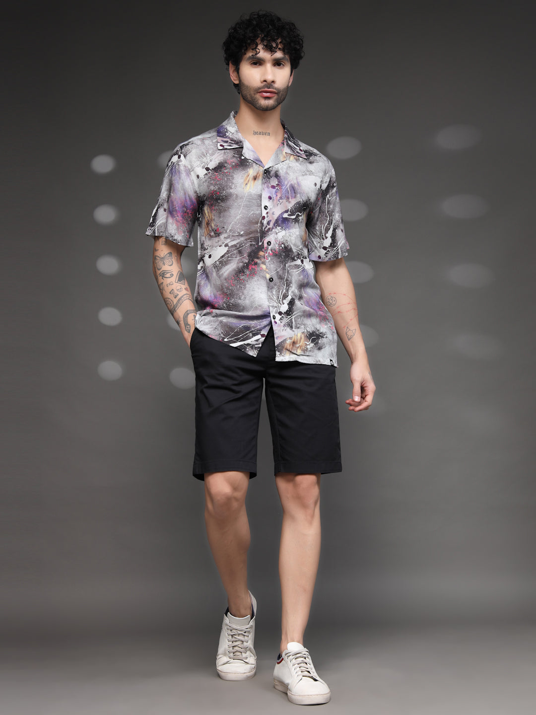Men's Grey Abstract Splatter Shirt