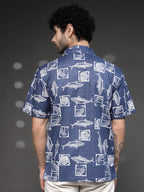 Blue Nautical Fish Print Shirt