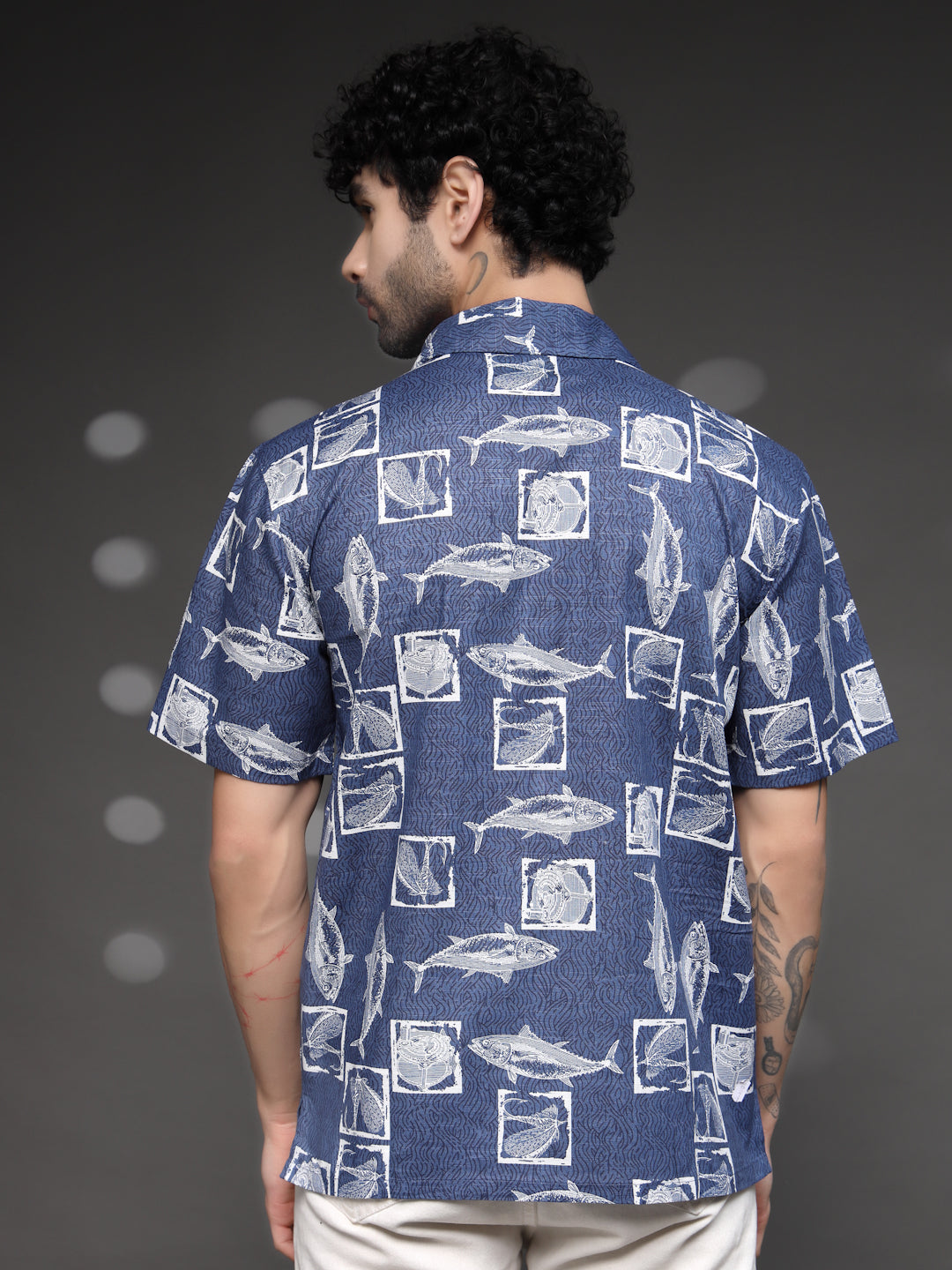 Blue Nautical Fish Print Shirt