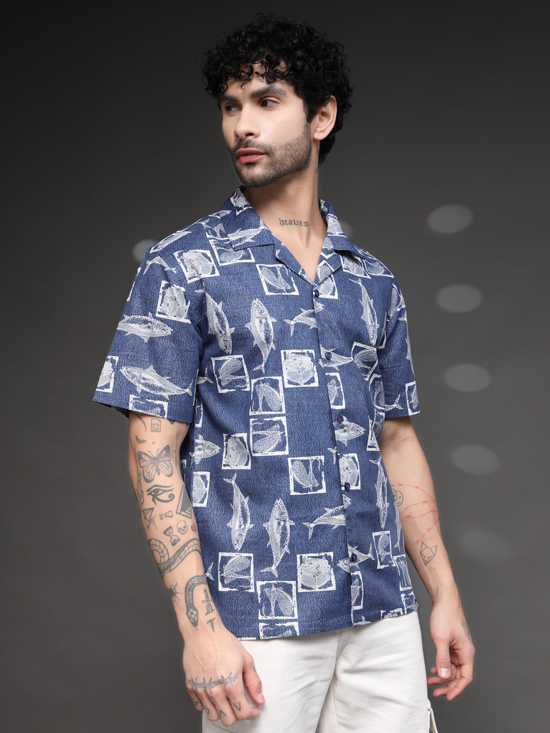 Blue Nautical Fish Print Shirt