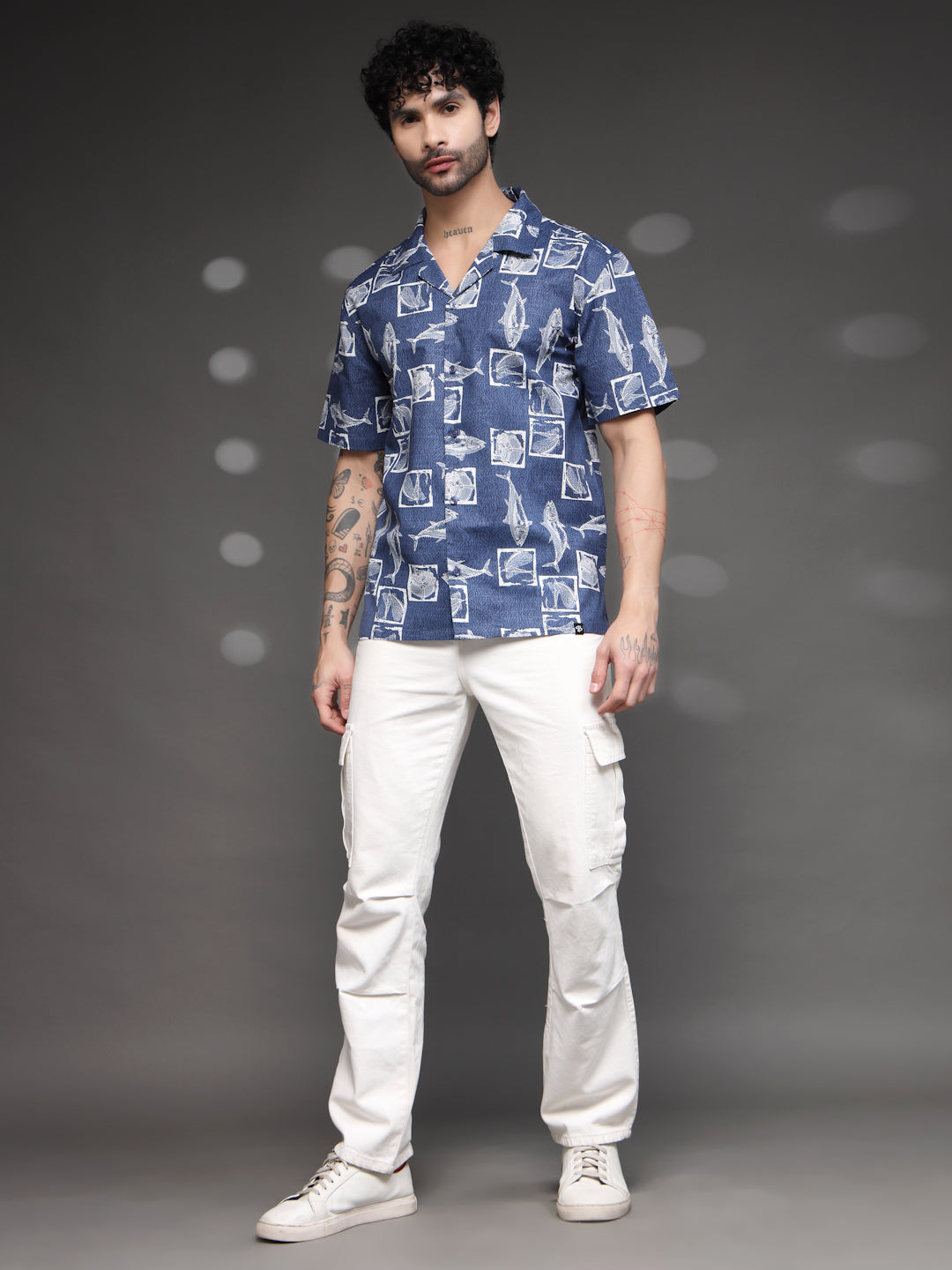 Blue Nautical Fish Print Shirt