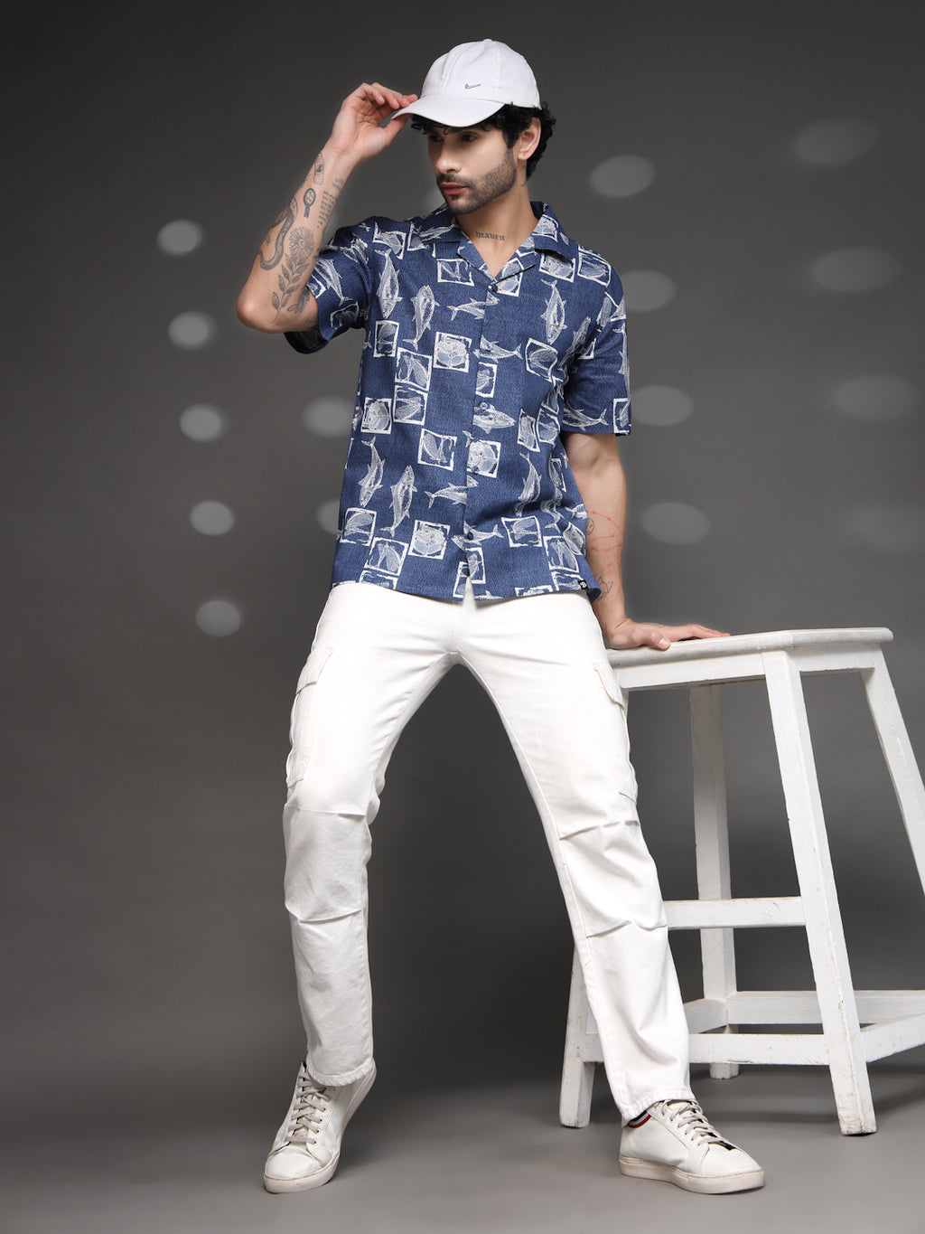 Blue Nautical Fish Print Shirt