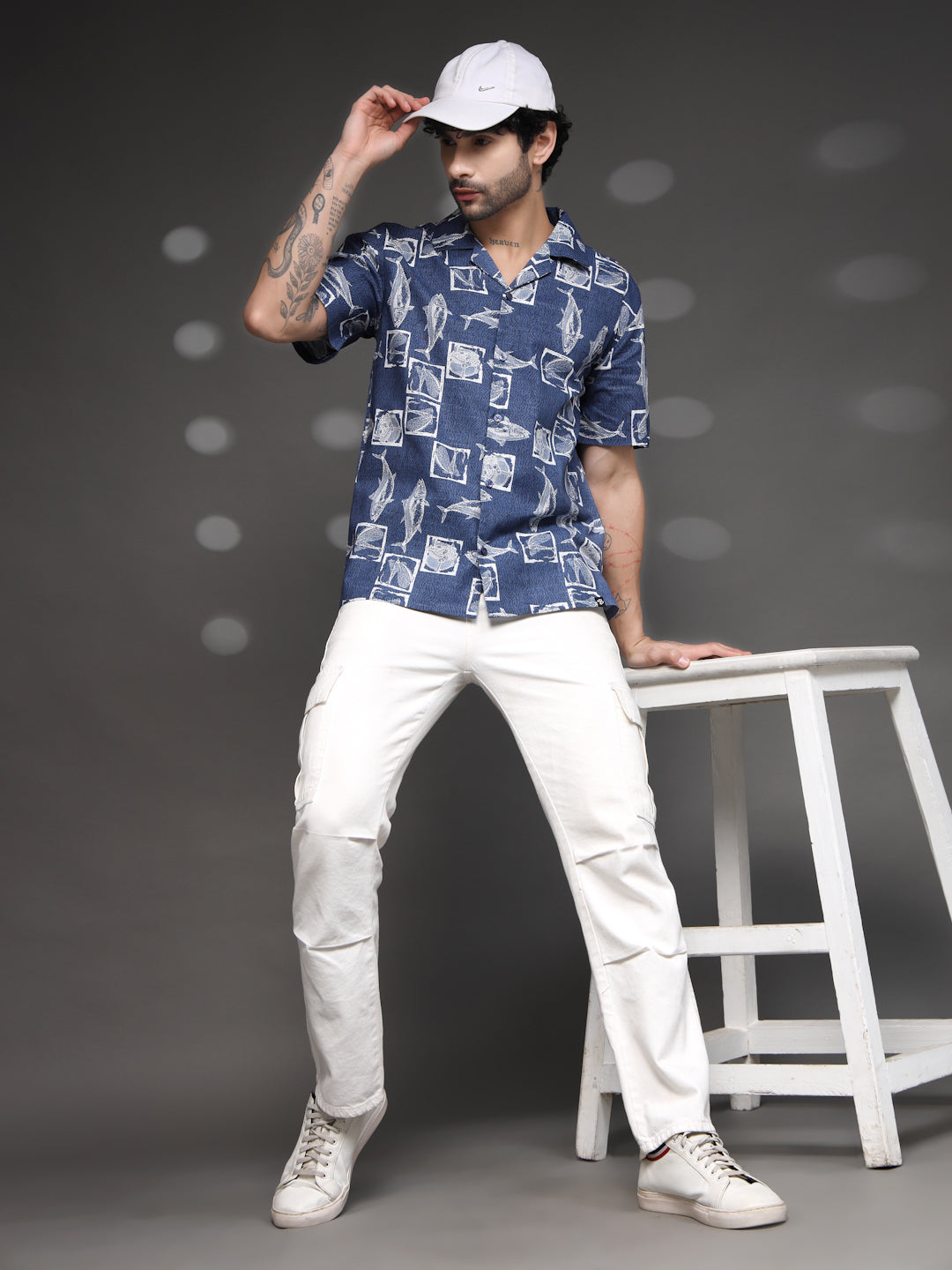 Blue Nautical Fish Print Shirt